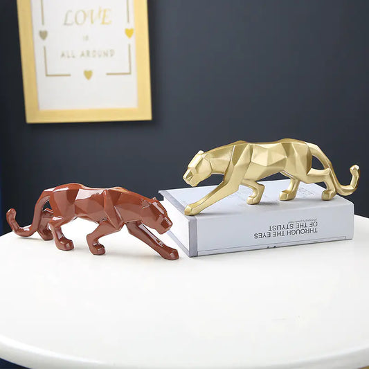 Nordic Resin Leopard Origami Decorative Sculpture