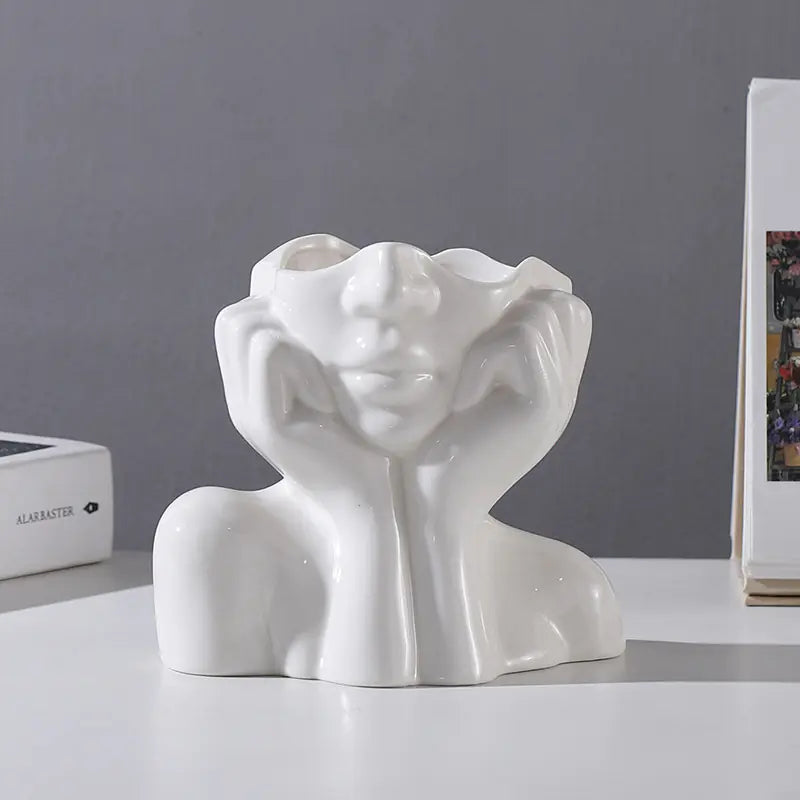 White Ceramic Body Art Vase