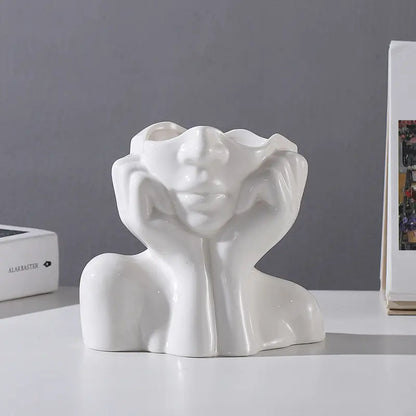White Ceramic Body Art Vase