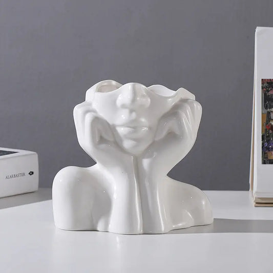 White Ceramic Body Art Vase