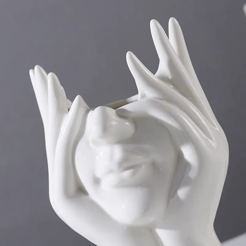 White Ceramic Body Art Vase