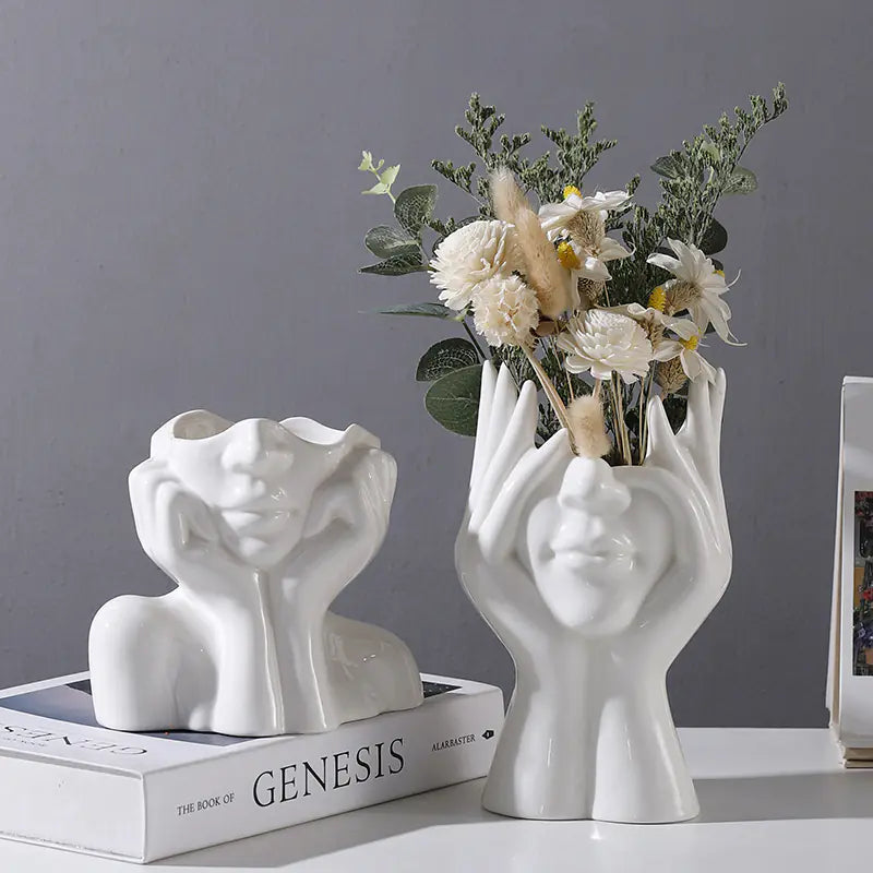 White Ceramic Body Art Vase