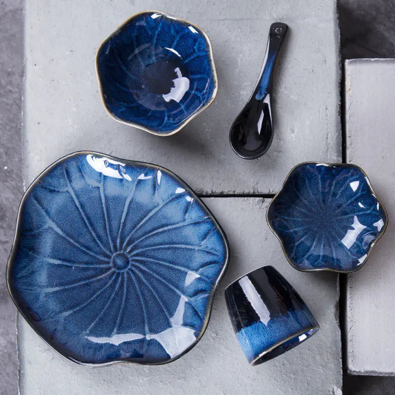Japanese Lotus Ceramic Dinnerware Set